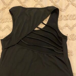 Black Cutout Back Tank Top